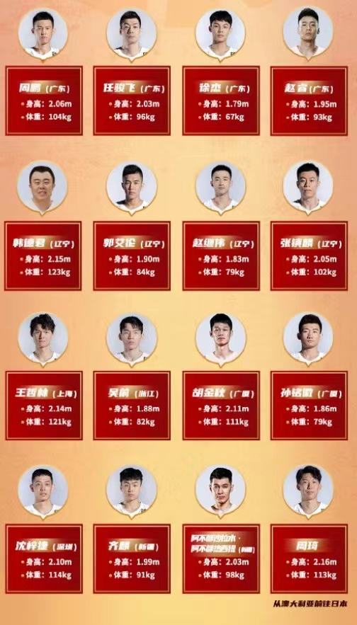 中国男篮队员名单_中国男篮队员名单及身高